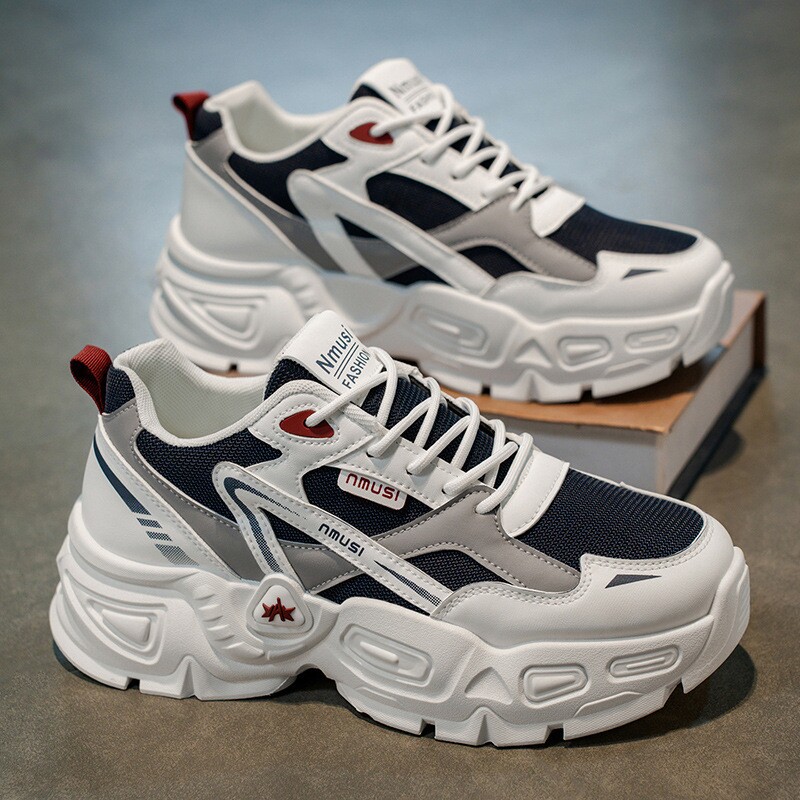 春季男鞋新款透气网面青少年运动鞋韩版潮流百搭厚底休闲老爹潮鞋