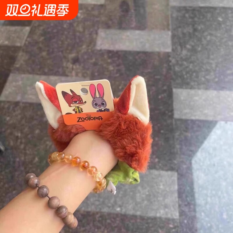 疯狂动物城朱迪尼克毛绒发圈头绳少女2024同款秋冬皮筋大肠圈发饰