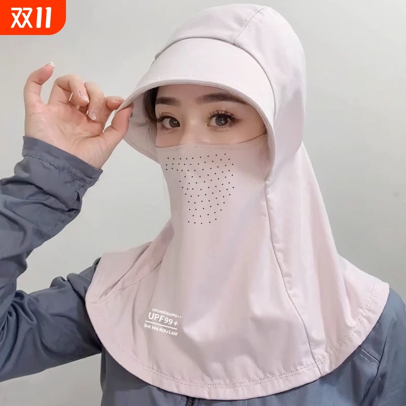 遮阳帽子女夏季防晒帽防紫外线户外骑行遮全脸面罩太阳帽冰丝头套