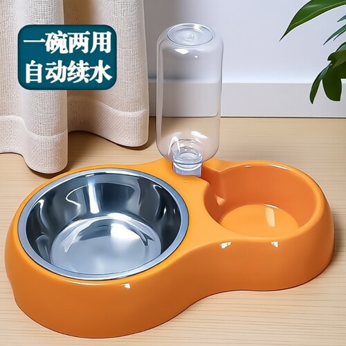猫狗通用自动饮水器食盆狗粮碗干湿分离防打翻双碗猫咪饭碗狗盆