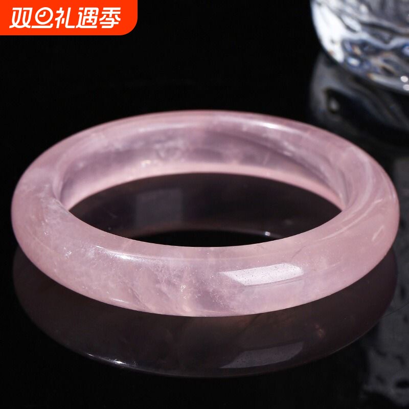 天然水晶莫粉手镯六芒星光透饰品女果冻芙蓉石莫桑比克粉晶首饰