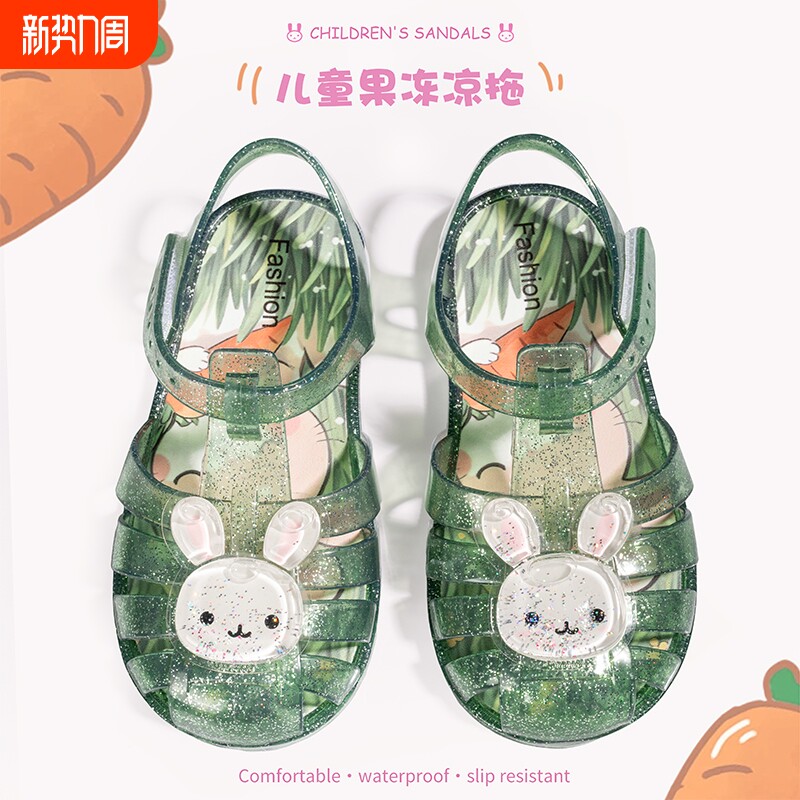2025新款儿童包头凉鞋果冻鞋男童女童防滑塑料罗马水晶沙滩鞋鞋子