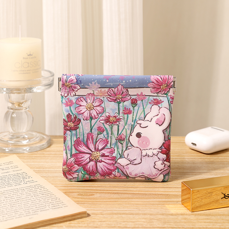 可爱兔子便携零钱包袋女学生小号化妆包内钥匙耳机收纳小包小钱袋