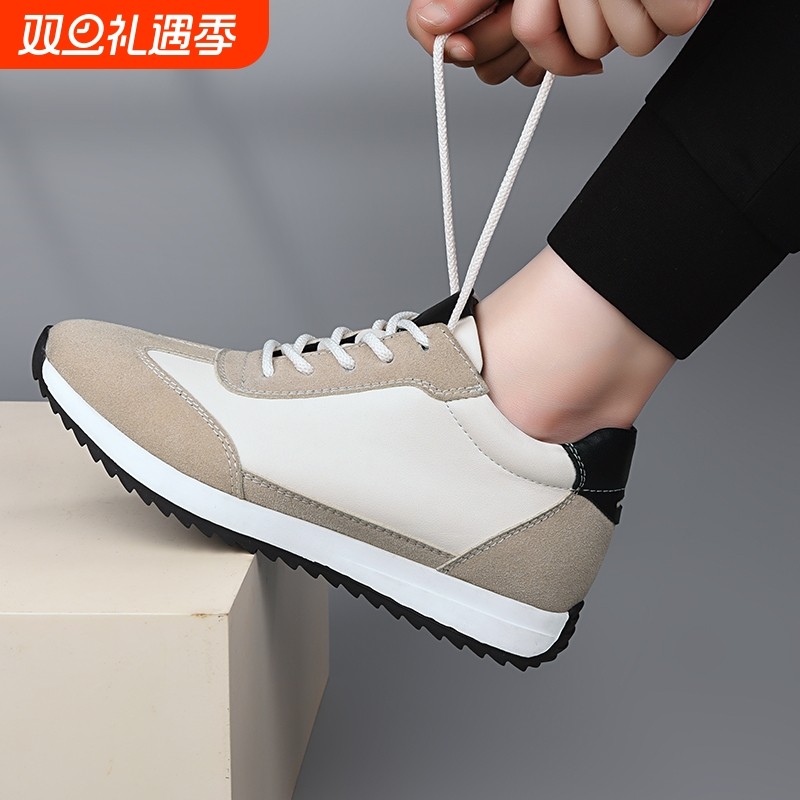 新款内增高情侣大码男士时尚休闲鞋百搭潮流真皮透气舒适低帮男鞋