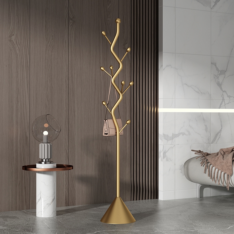 轻奢衣架落地卧室挂衣架收纳立式衣帽架家用客厅衣服架子简易奶油