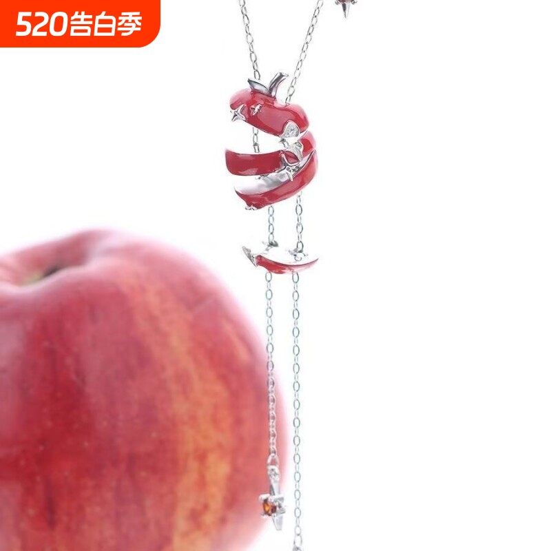 苹果切片项链女红色苹果吊坠颈链小众设计高级感甜酷锁骨链