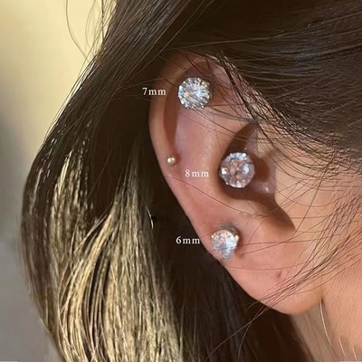 taobao agent Super glittering ear -absorbing earless ear pierced ear bone bone clamping earrings and cocholar nail earrings Personal net red versatile ear decoration