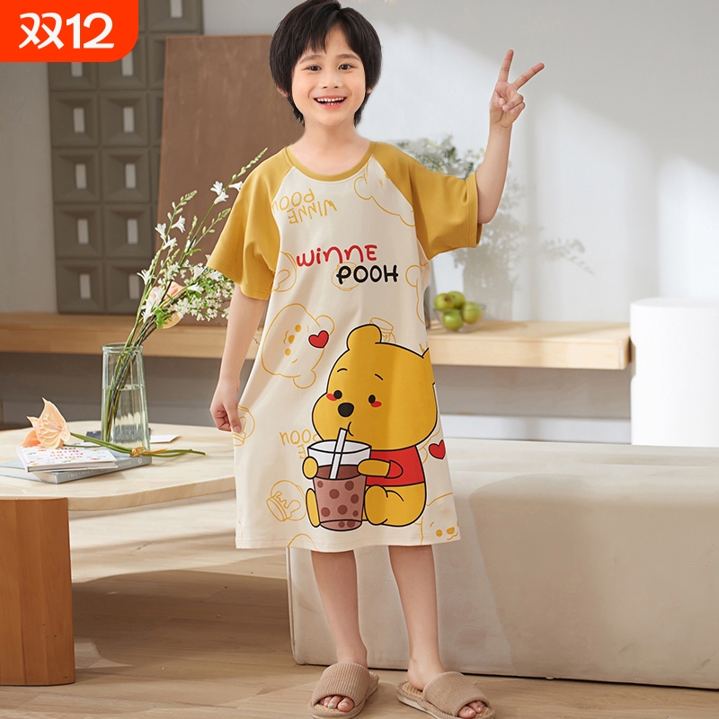 儿童睡裙男童连体睡衣夏季纯棉绸男孩割包皮手术后专用衣服中大童