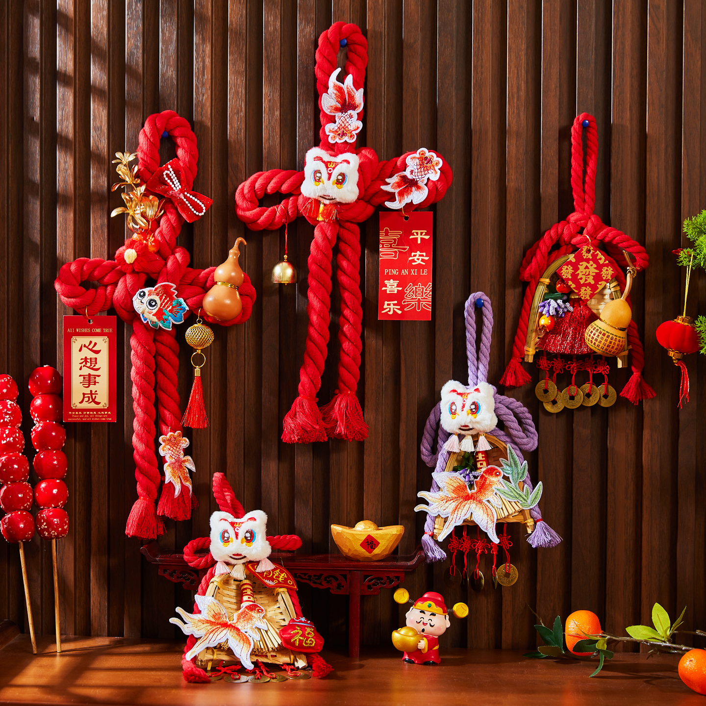 新年春节装饰品万字结挂件入户门红色手工编织氛围布置