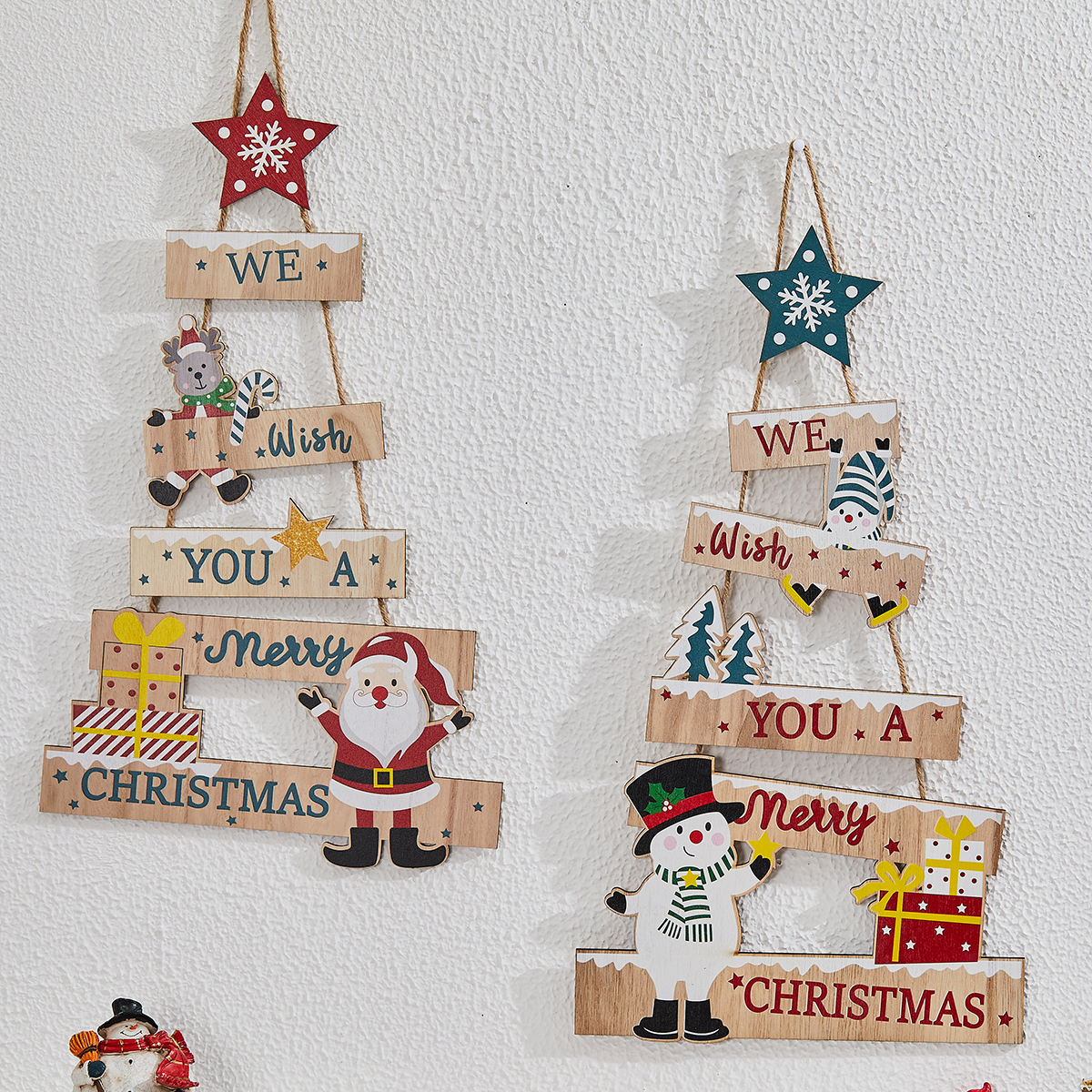 圣诞节装饰品英文字母梯形挂件木质挂饰门挂墙挂圣诞老人雪人壁挂