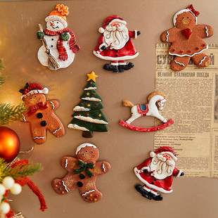 圣诞节装饰品圣诞姜饼人氛围布置圣诞树复古可爱树脂磁吸冰箱贴