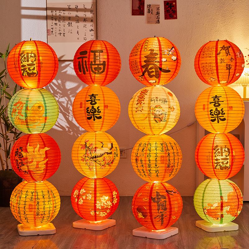 新年装饰马年古风灯笼立柱