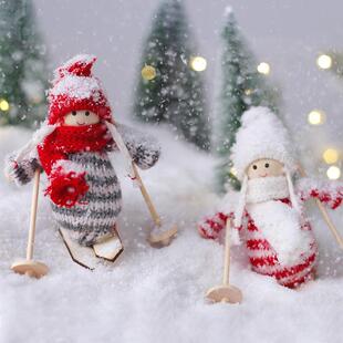 圣诞节装饰品毛衣滑雪娃娃圣诞树雪人挂件迷你公仔场景装饰道具