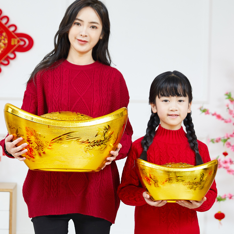 春节装饰仿真金元宝招财摆件新年装饰塑料一桶金场景布置创意礼盒