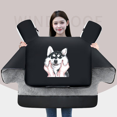 男士电动车挡风被冬季加绒加厚防水防寒防风挡风披春秋四季通用黑