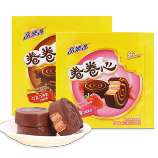 高乐高卷卷心600g巧克力牛奶味草莓蛋糕24枚西式糕点早餐休闲零食