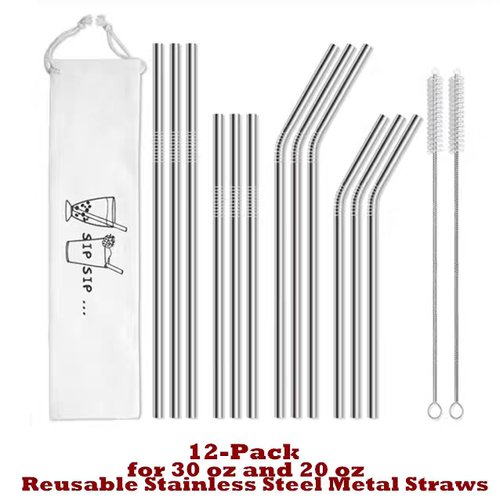 Metal Straws Long Drinking Straws Reusable Stainless Steel