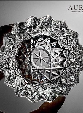 AURAS明星同款轻奢K9水晶玻C璃杯手工雕刻高颜值威士忌杯礼盒装