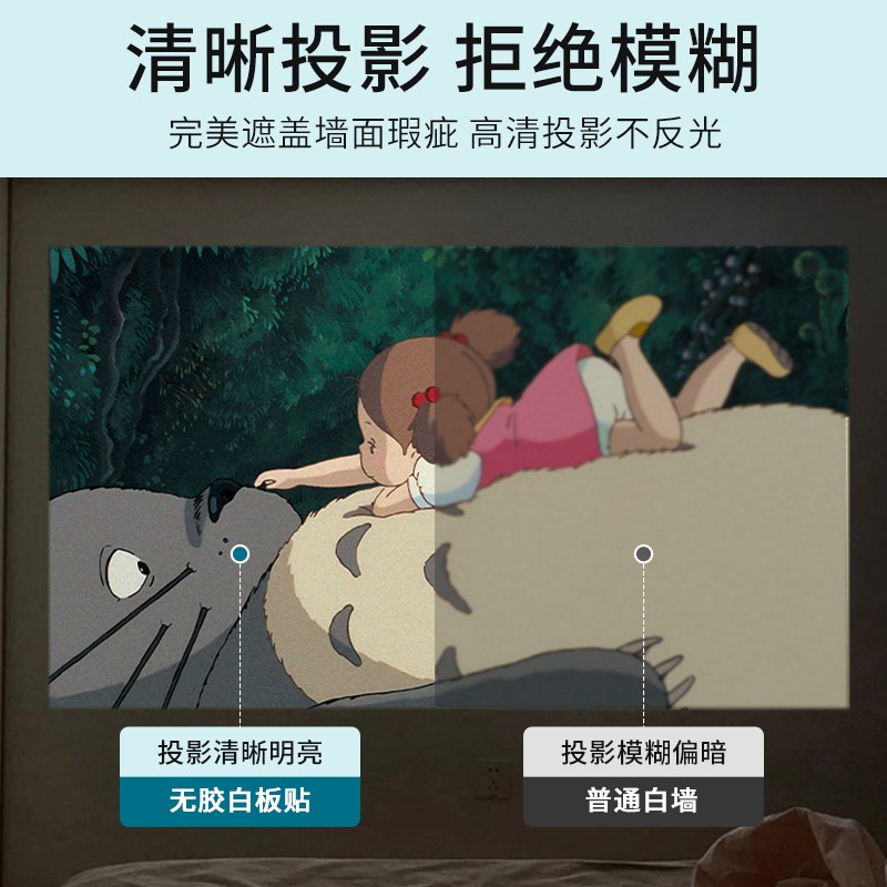 投影幕布自粘投影布墙纸家用投z影仪白板投影粘贴式静电吸附贴墙