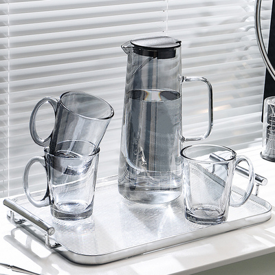 耐高温玻璃杯套装家用客厅待客A水杯带把手茶杯家庭喝水杯子杯具