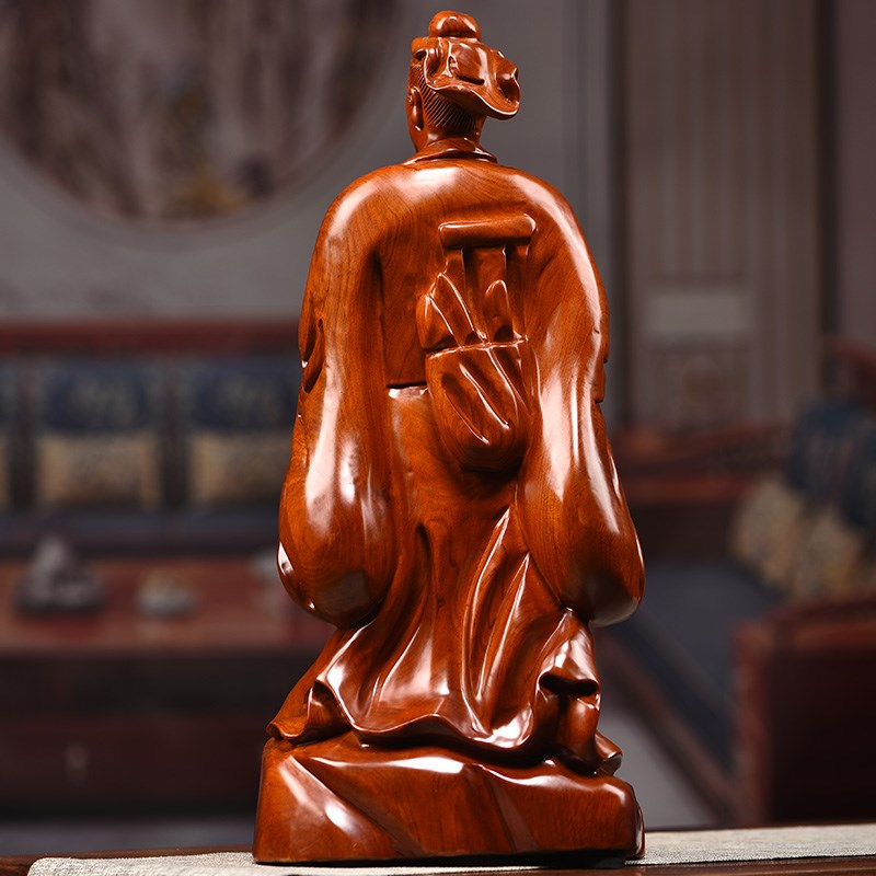 花梨实木雕刻鲁班祖m师摆件木头根雕人物雕像红木质家居装饰工艺