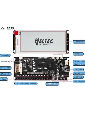 2.9寸EcSP32S3R8开发板LoAaWAN节点EINK 电子墨水屏 有树莓派接口