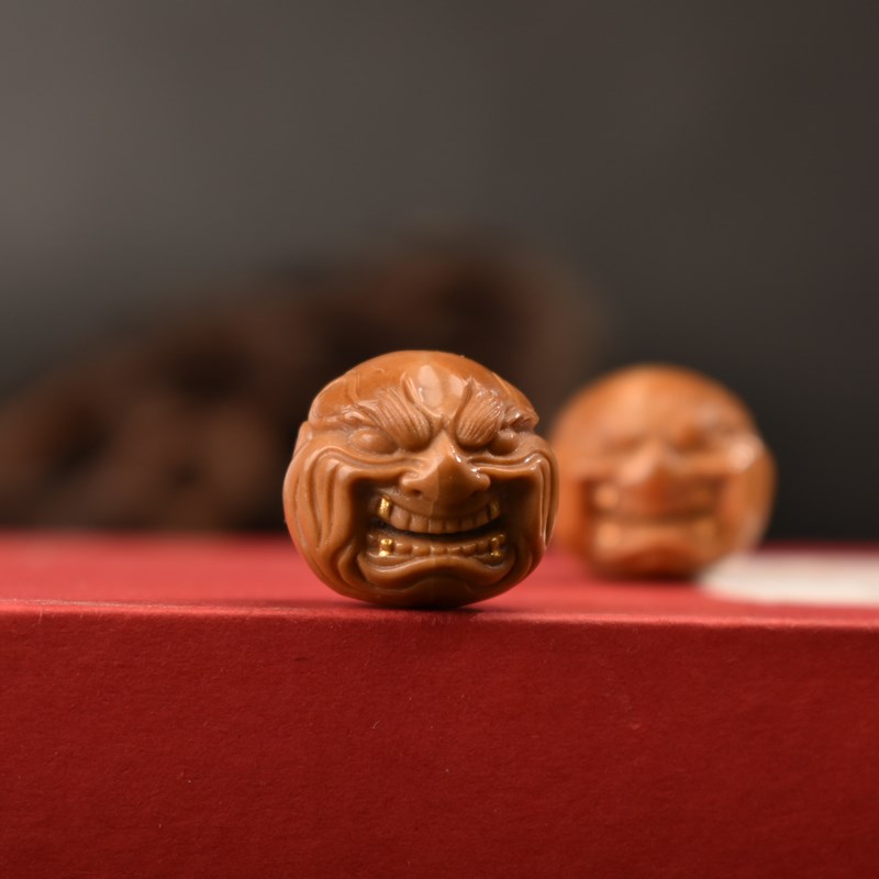 猴头文玩配饰小核桃雕刻大金牙恶僧E单珠单籽配件佛珠手串散珠配