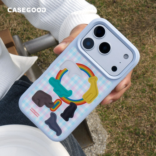 CASEGOOD 原创蓝色动物磨砂液态硅胶磁吸手机壳17promax新款18适用iPhone16pro保护套15磁吸支架创意小众