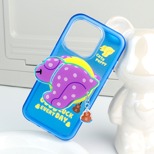 CASEGOOD 原创好运小狗二合一磨砂手机壳磁吸气囊支架iPhone15promax适用13苹果16pro保护套14好运创意小众