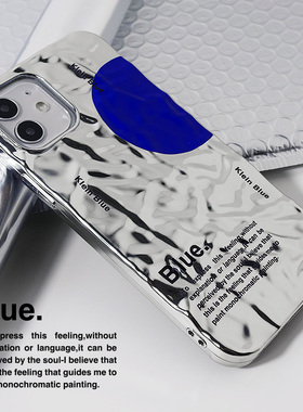 lz原创克莱因蓝15手机壳11适用iPhone16promax新款17电镀14苹果13华为mate60pro保护套软壳高级简约ins水波纹