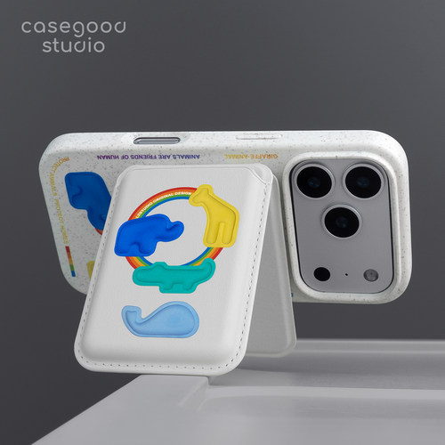 CASEGOOD 原创小众降解磁吸手机壳MagSafa磁吸卡包带支架苹果17promax适用15iPhone16保护套14便携13创意12