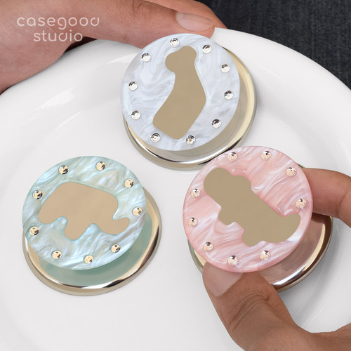 CASEGOOD 原创小众高级简约镜子闪闪钻石手机磁吸支架气囊创意新