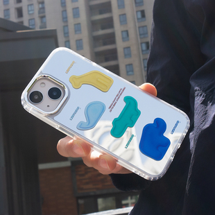 lz原创小动物苹果13手机壳17新款 16pro镜面补妆小众15适用iPhone14promax透明保护套12高级感卡通简约个性