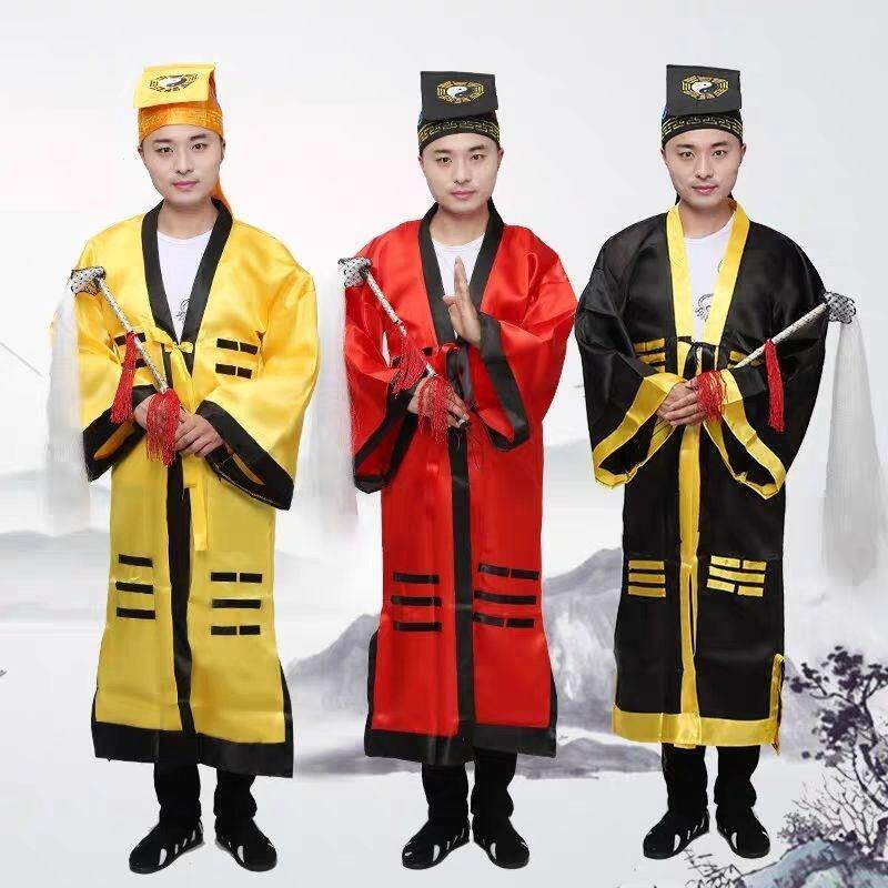 新款道士服装儿童道服道袍法衣道家衣服太极八卦经衣林正英演出服