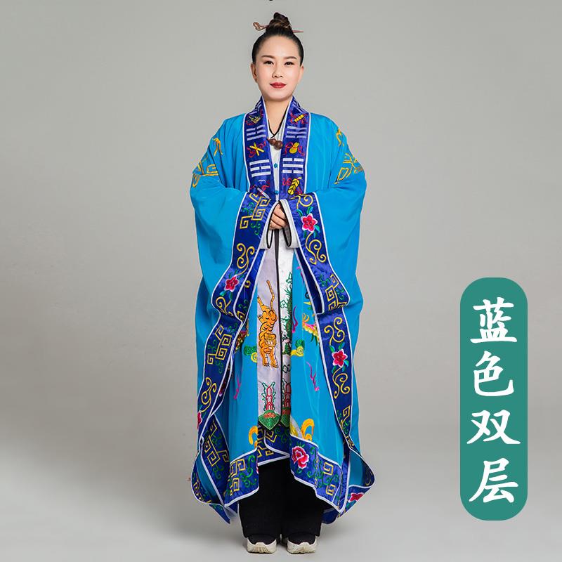 新款道士服装男法器衣服刺绣道服三清长袍法衣道袍太极八卦衣天师