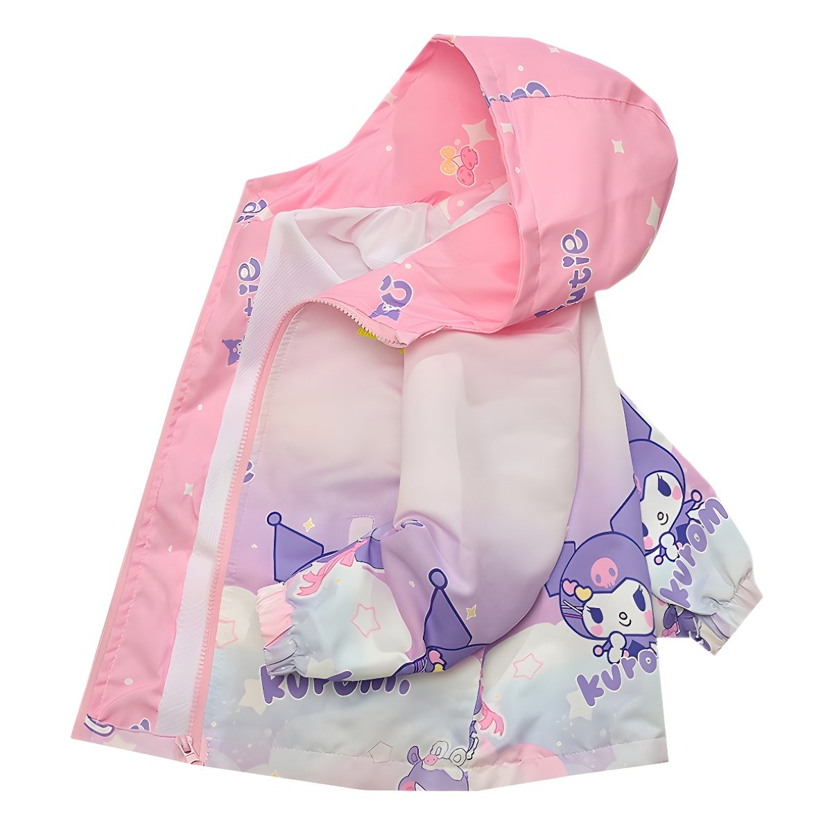 品牌专柜女童冲锋衣外套新款中大童薄渐变色洋气库洛米儿童春装潮