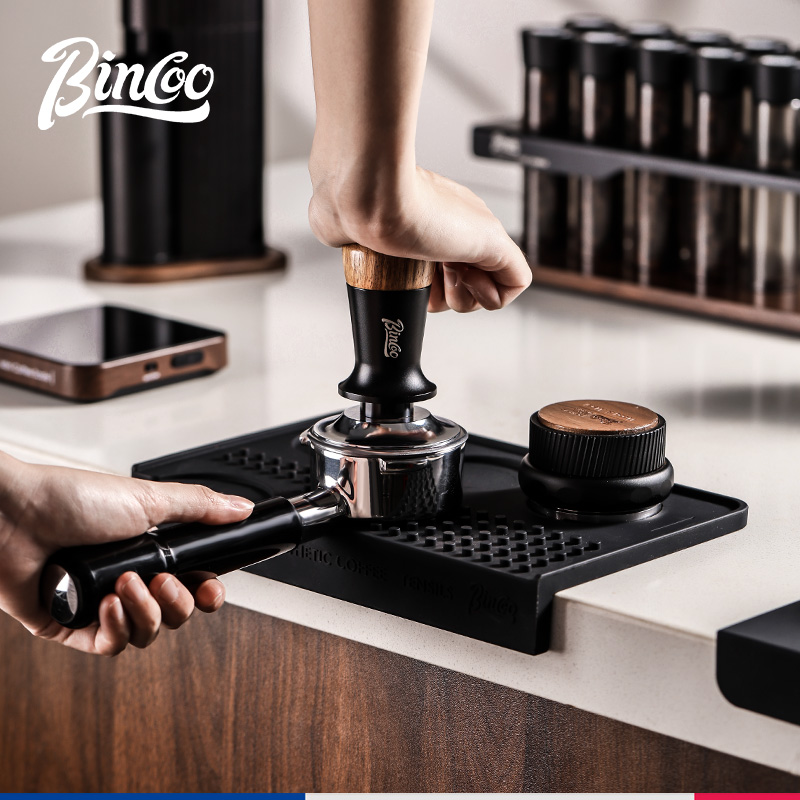 Bincoo咖啡压粉垫硅胶防滑吧台转角填压垫子布粉器套装手柄底座