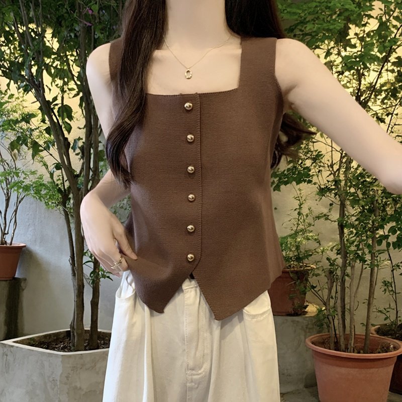 2026春季新款时尚排扣百搭打底背心女加大码简约舒适显瘦内搭背心,女装/女士精品,大码内搭,淘宝优惠券,粉丝福利购,淘宝优惠卷
