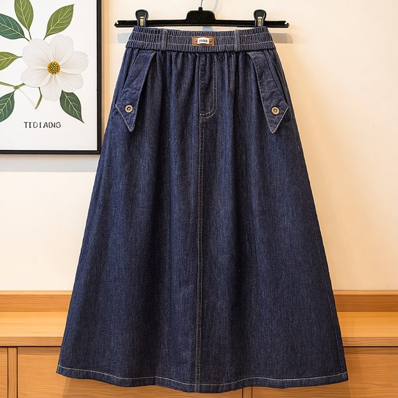 胖MM遮肉显瘦牛仔半身裙女2026春季新款通勤风简约垂感百搭A字裙,女装/女士精品,大码半身裙,淘宝优惠券,粉丝福利购,淘宝优惠卷