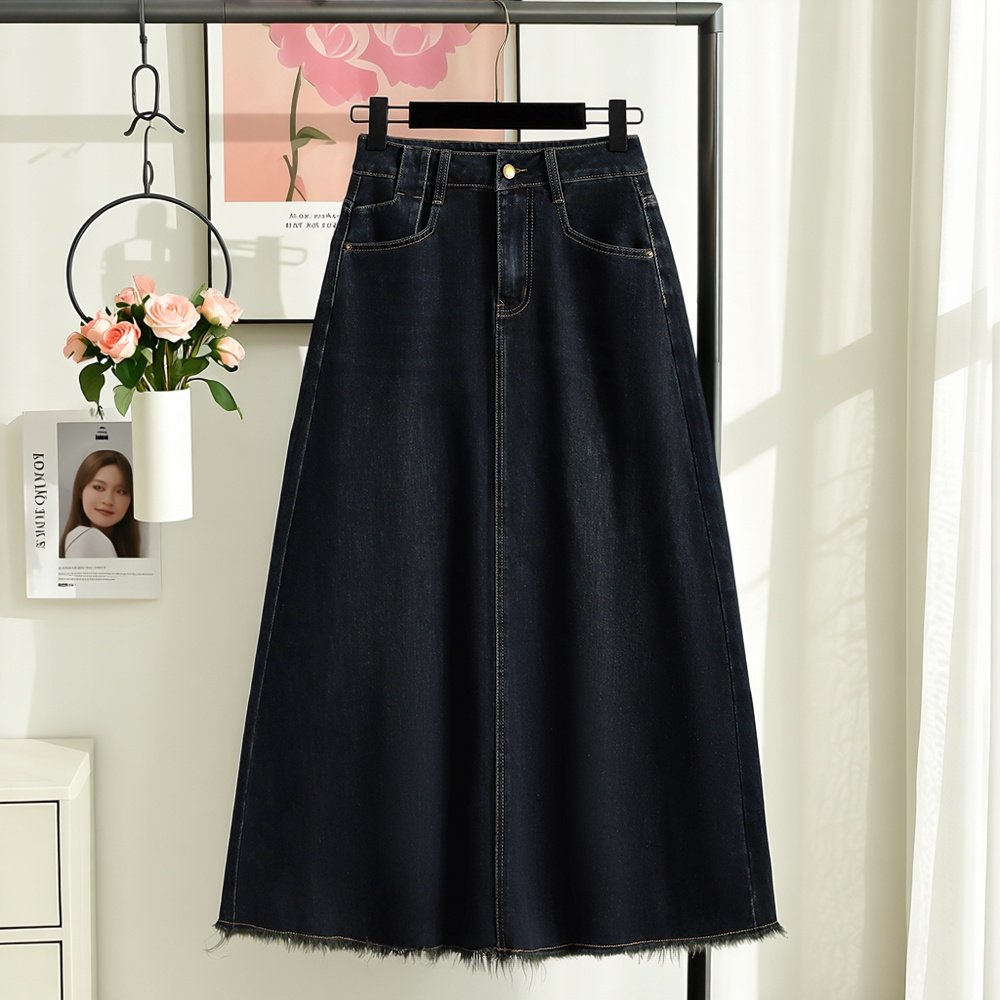 胖MM遮胯显瘦时尚百搭半身裙女2026春季新款简约垂感毛边A字裙潮,女装/女士精品,大码半身裙,淘宝优惠券,粉丝福利购,淘宝优惠卷