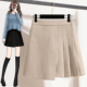 毛呢半身裙女2023秋冬新款 高腰显瘦百褶裙大码 不规则包臀A字短裙