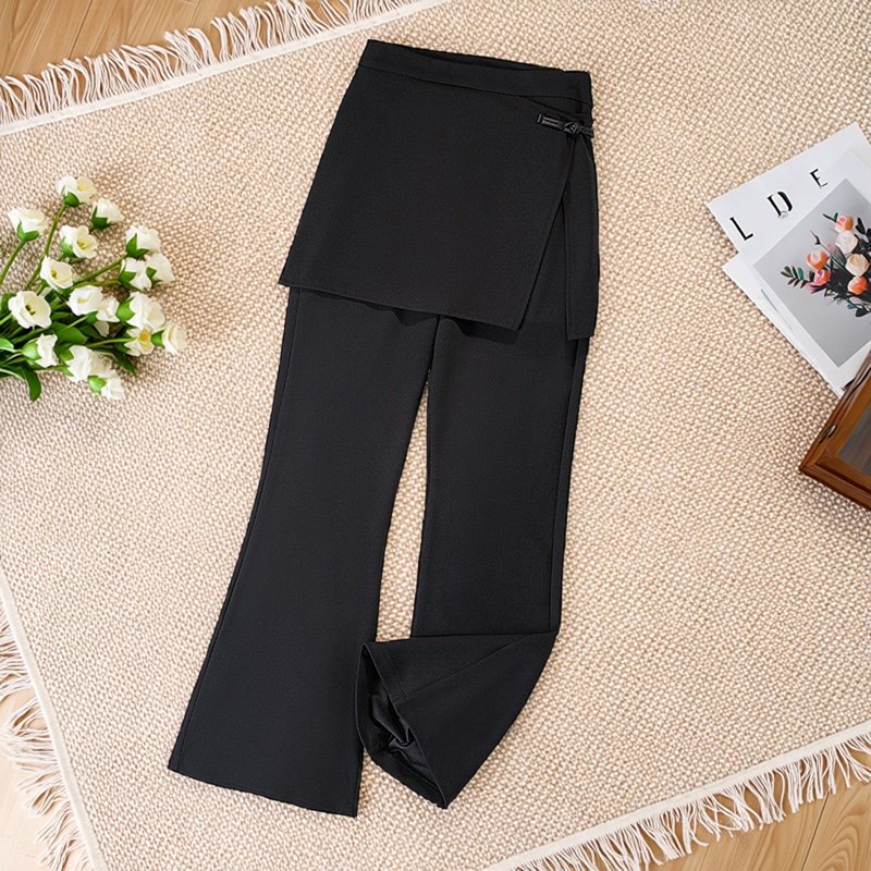 2026春季新款设计感拼接开叉休闲裤女加大码高腰显瘦百搭微喇裤潮,女装/女士精品,大码裤装,淘宝优惠券,粉丝福利购,淘宝优惠卷