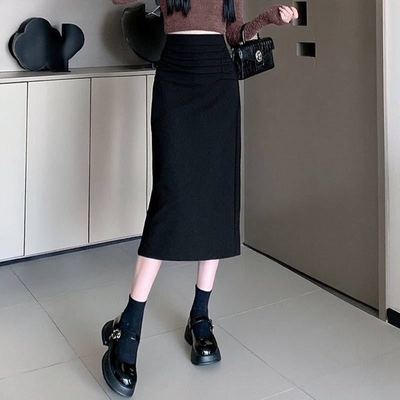 2026春季新款高腰修身显瘦直筒裙女加大码时尚垂感开叉百搭半身裙,女装/女士精品,大码半身裙,淘宝优惠券,粉丝福利购,淘宝优惠卷