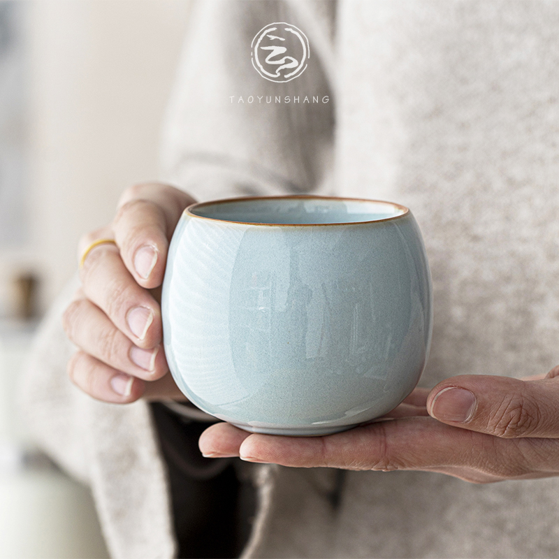 陶云尚汝窑开片可养主人茶杯