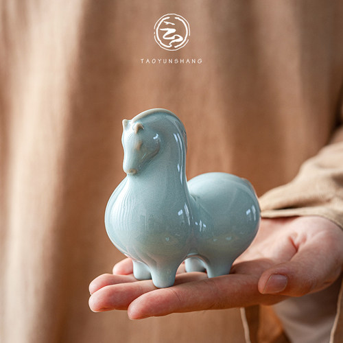 陶云尚茶宠摆件唐马茶桌茶玩摆件