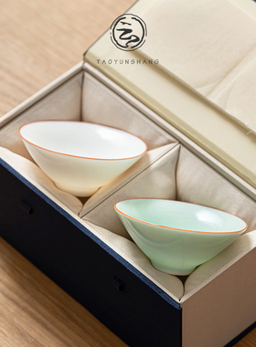 汝窑茶杯斗笠杯开片可养主人杯情侣对杯高档个人专用单杯品茗杯