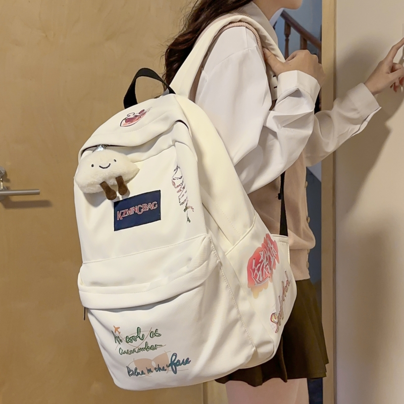 书包女初中生ins涂鸦潮流双肩包男印花设计感高中大学生背包个性