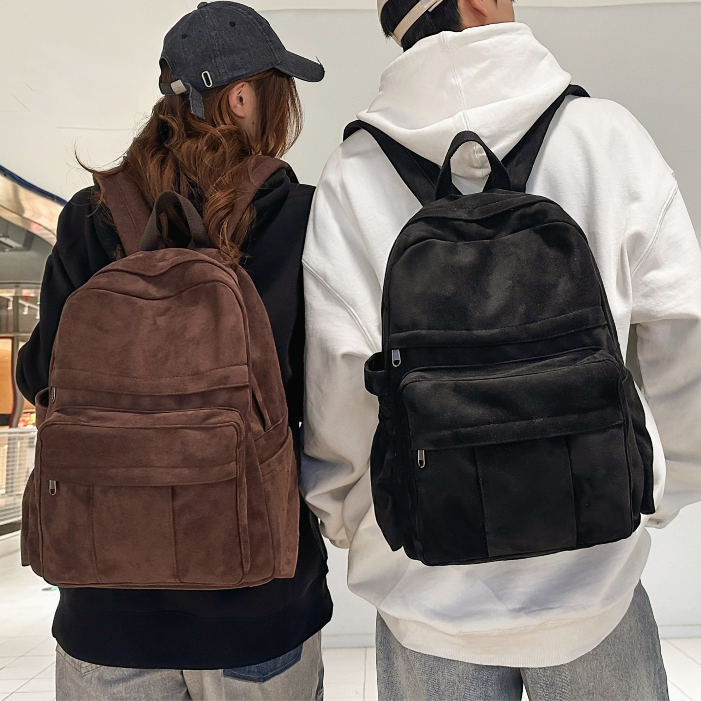 复古麂皮绒通勤大学生背包休闲百搭轻便高中生书包女电脑双肩包男,箱包皮具/热销女包/男包,双肩背包,淘宝优惠券,粉丝福利购,淘宝优惠卷