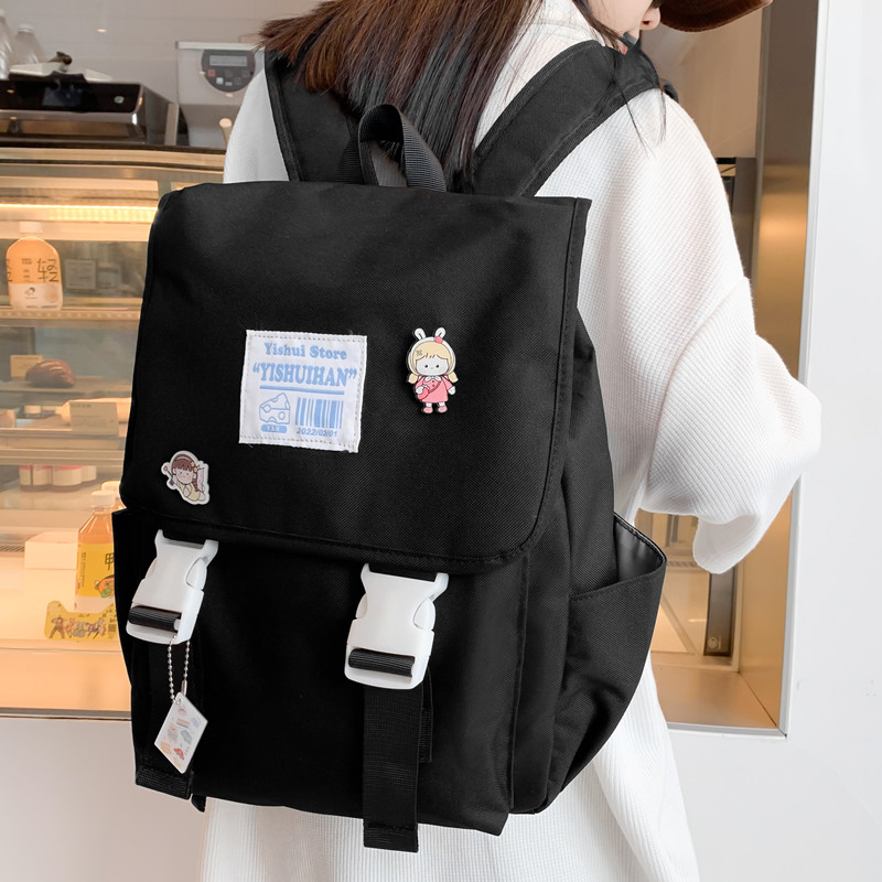 原创小众设计翻盖双肩包简约纯色防水书包电脑通勤包男女百搭背包高性价比高么？