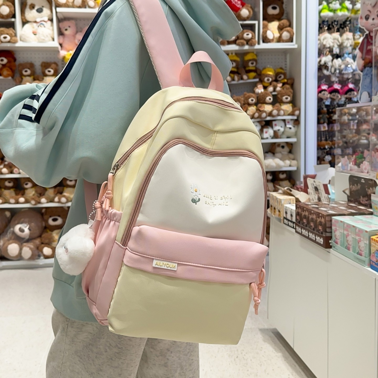 简约小众校园初中女生书包拼色百搭背包高中大学生轻便防水双肩包,箱包皮具/热销女包/男包,双肩背包,淘宝优惠券,粉丝福利购,淘宝优惠卷